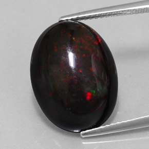 Opale nero naturale multicolore da 7,87 ct, taglio ovale, opaco
