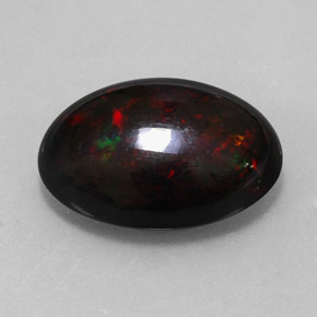 Opale nero naturale multicolore da 7,87 ct, taglio ovale, opaco