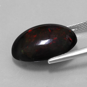 Opale nero naturale multicolore da 7,87 ct, taglio ovale, opaco