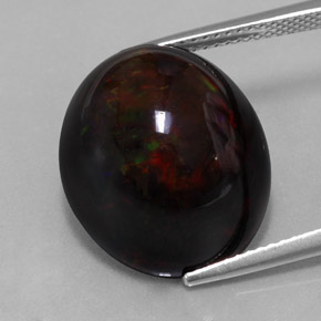 Opale nero naturale multicolore da 13,63 ct, taglio ovale, opaco