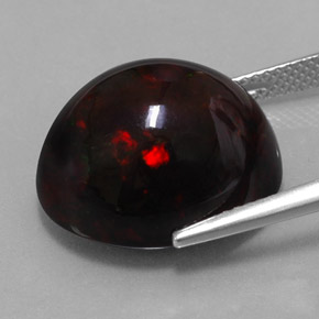 Opale nero naturale multicolore da 13,63 ct, taglio ovale, opaco