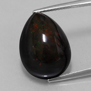 Opale nero naturale multicolore da 9,42 ct, taglio a pera, opaco