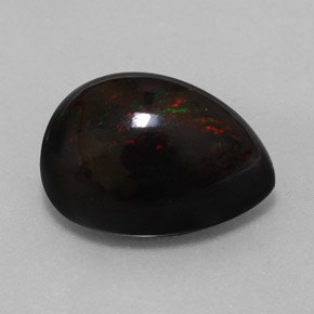 Opale nero naturale multicolore da 9,42 ct, taglio a pera, opaco
