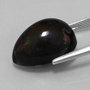 Opale nero naturale multicolore da 9,42 ct, taglio a pera, opaco