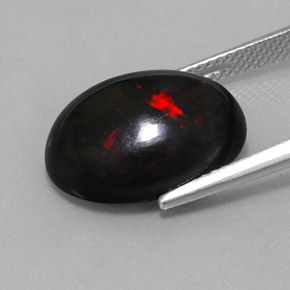 Opale nero naturale multicolore da 5,63 ct, taglio ovale, opaco