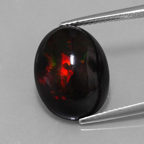Opale nero naturale multicolore da 8,11 ct, taglio ovale, opaco