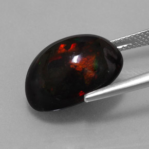 Opale nero naturale multicolore da 8,11 ct, taglio ovale, opaco