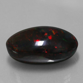 Opale nero naturale multicolore da 17,92 ct, taglio ovale, opaco