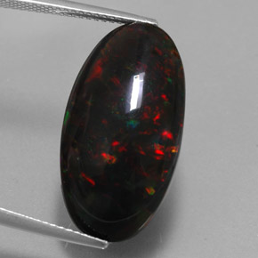 Opale nero naturale multicolore da 17,92 ct, taglio ovale, opaco