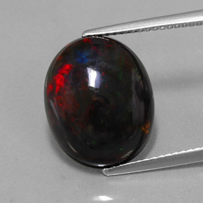 Opale nero naturale multicolore da 5,81 ct, taglio ovale, opaco