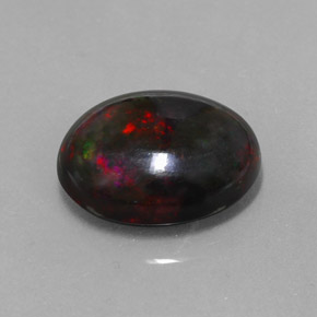 Opale nero naturale multicolore da 5,81 ct, taglio ovale, opaco