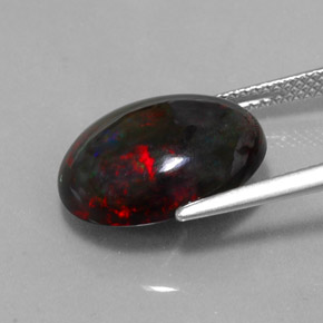 Opale nero naturale multicolore da 5,81 ct, taglio ovale, opaco