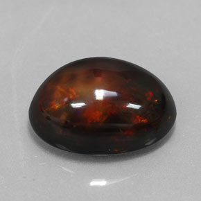 Opale nero naturale multicolore da 6,02 ct, taglio ovale, opaco