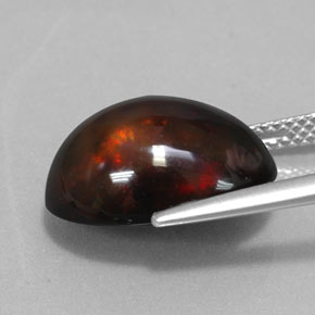 Opale nero naturale multicolore da 6,02 ct, taglio ovale, opaco