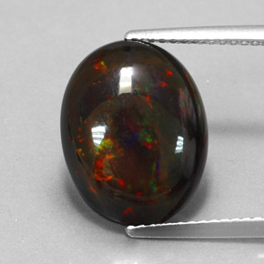 Opale nero naturale multicolore da 3,17 ct, taglio ovale, opaco