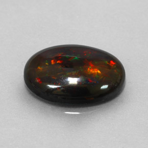 Opale nero naturale multicolore da 3,17 ct, taglio ovale, opaco