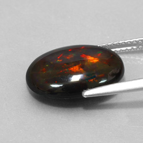 Opale nero naturale multicolore da 3,17 ct, taglio ovale, opaco