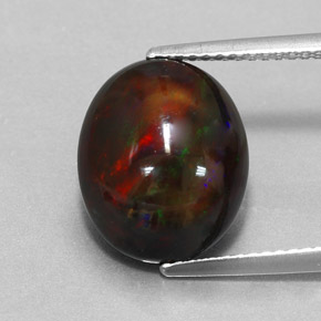 Opale nero naturale multicolore da 4,31 ct, taglio ovale, opaco
