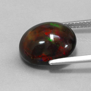 Opale nero naturale multicolore da 4,31 ct, taglio ovale, opaco