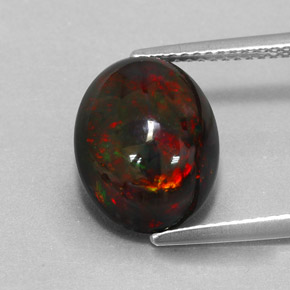 Opale nero naturale multicolore da 3,73 ct, taglio ovale, opaco