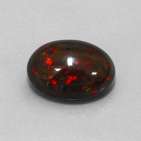 Opale nero naturale multicolore da 3,73 ct, taglio ovale, opaco