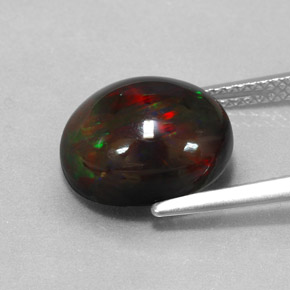 Opale nero naturale multicolore da 3,84 ct, taglio ovale, opaco