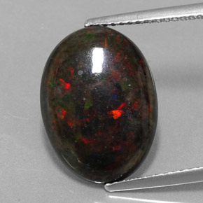 Opale nero naturale multicolore da 3,60 ct, taglio ovale, opaco