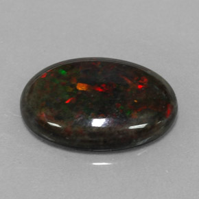 Opale nero naturale multicolore da 3,60 ct, taglio ovale, opaco