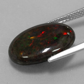 Opale nero naturale multicolore da 3,60 ct, taglio ovale, opaco