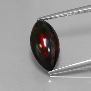 Opale nero naturale multicolore da 3,06 ct, marchesa, opaco