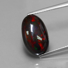 Opale nero naturale multicolore da 3,80 ct, taglio ovale, opaco