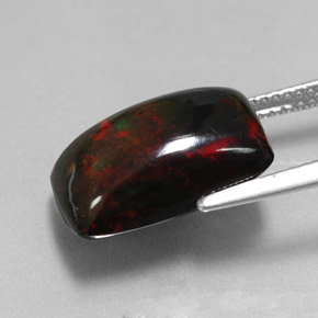 Opale nero naturale multicolore da 5,58 ct, baguette, opaco