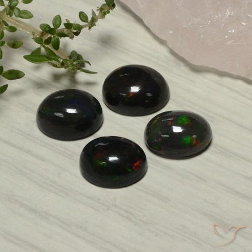5.51ctw Naturale Multicolore Opale nero, Ovale, Traslucido