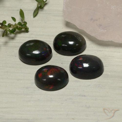 5.54ctw Naturale Multicolore Opale nero, Ovale, Traslucido