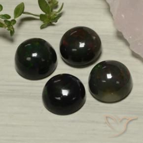 Gemme di Opale nero Multicolore naturale da 6.38 ct, Rotondo, Traslucido