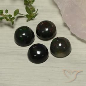Gemme di Opale nero Multicolore naturale da 6.38 ct, Rotondo, Traslucido
