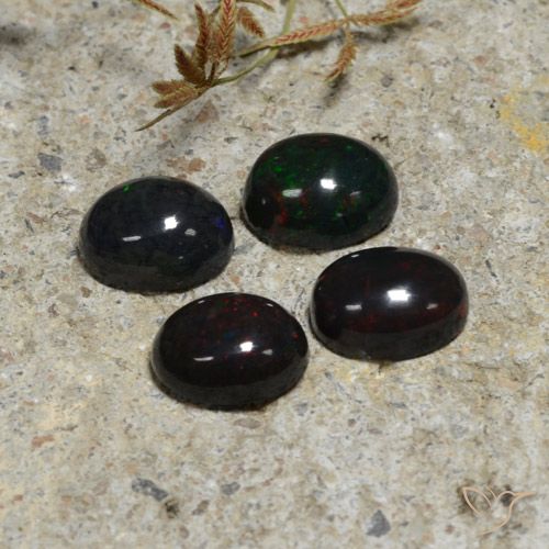 5.23ctw Naturale Multicolore Opale nero, Ovale, Traslucido