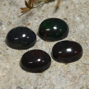 Gemme di Opale nero Multicolore naturale da 5.23 ct, Ovale, Traslucido