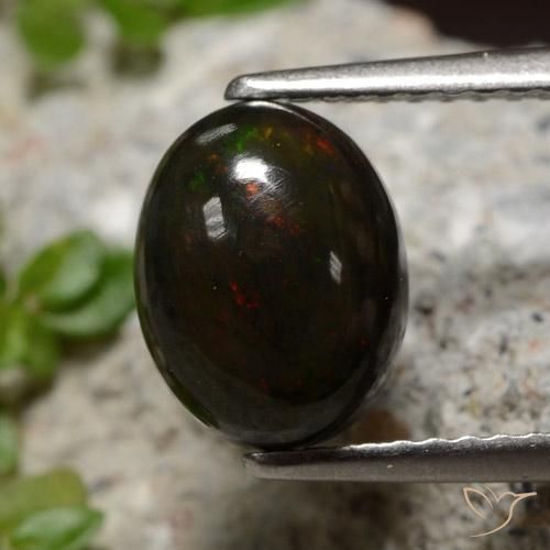 1.34ct Naturale Multicolore Opale nero, Ovale, Traslucido