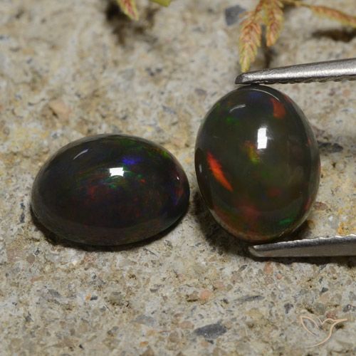 2.65ctw Naturale Multicolore Opale nero, Ovale, Traslucido