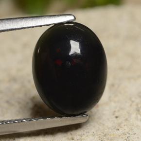 Opale nero naturale multicolore da 1,50 ct, taglio ovale, opaco