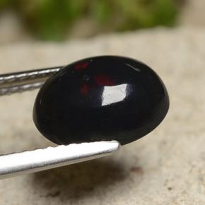 Opale nero naturale multicolore da 1,50 ct, taglio ovale, opaco
