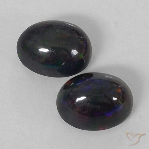 2.74ctw Naturale Multicolore Opale nero, Ovale, Opaco