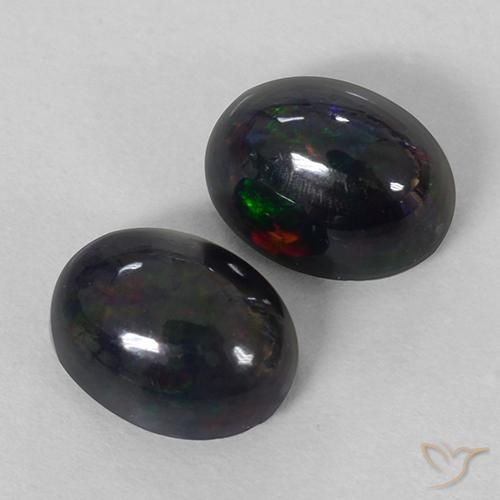 Gemme di Opale nero Multicolore naturale da 2.74 ct, Ovale, Opaco