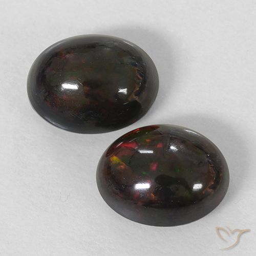 2.53ctw Naturale Multicolore Opale nero, Ovale, Opaco