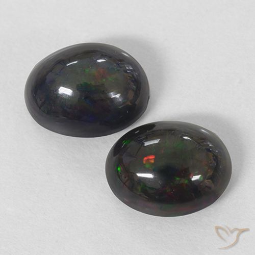 2.40ctw Naturale Multicolore Opale nero, Ovale, Opaco