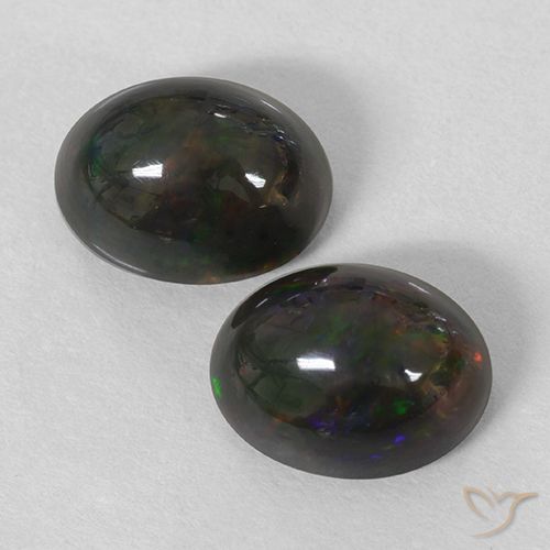 2.91ctw Naturale Multicolore Opale nero, Ovale, Opaco