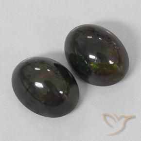 Gemme di Opale nero Multicolore naturale da 2.91 ct, Ovale, Opaco