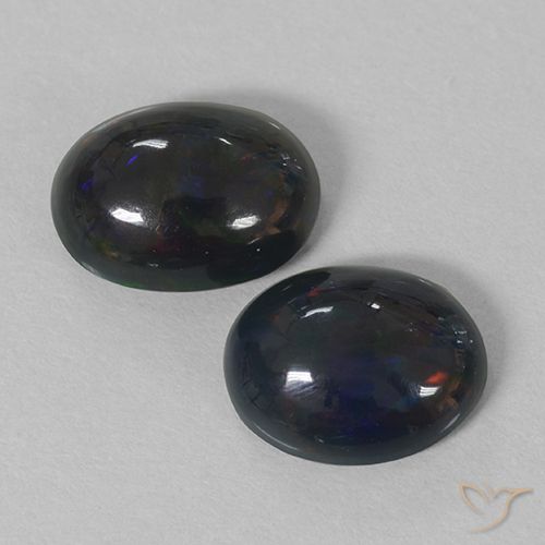 1.85ctw Naturale Multicolore Opale nero, Ovale, Opaco