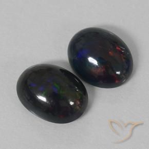 Gemme di Opale nero Multicolore naturale da 1.85 ct, Ovale, Opaco